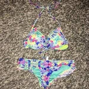 Victoria's Secret Blue Floral Push-up Bikini